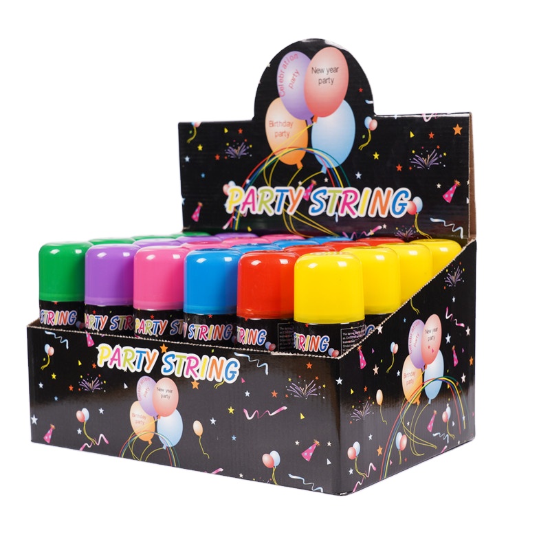 Corda sciocca colorata biodegradabile spray per la celebrazione del festival del partito dinozze